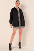 0674 Cepli Oversize Gömlek - Siyah resmi